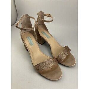 Betsey Johnson Champagne Glitter Miri  Sandals 8.5